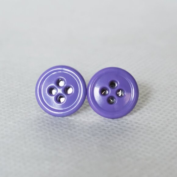 Light Purple Button Stud Earrings - Picture 2 of 5